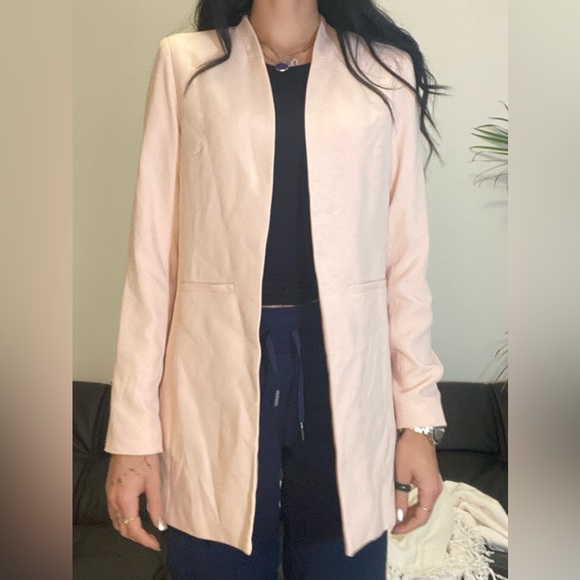 LIGHT PINK LONG OPEN BLAZER - Picture 3 of 7